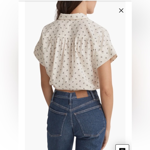Madewell White and Black Crop Button Down Shirt - Picture 6 of 6